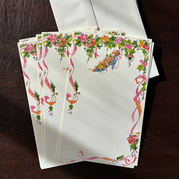 Colors by Design Other - 9 Watercolor Floral Motif Invitation Cards with Envelopes